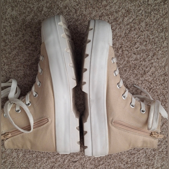 Sincerely Jules VESPA Women’s High Top Lug Sole Platform Sneakers Natural Slu145 - Picture 2 of 6